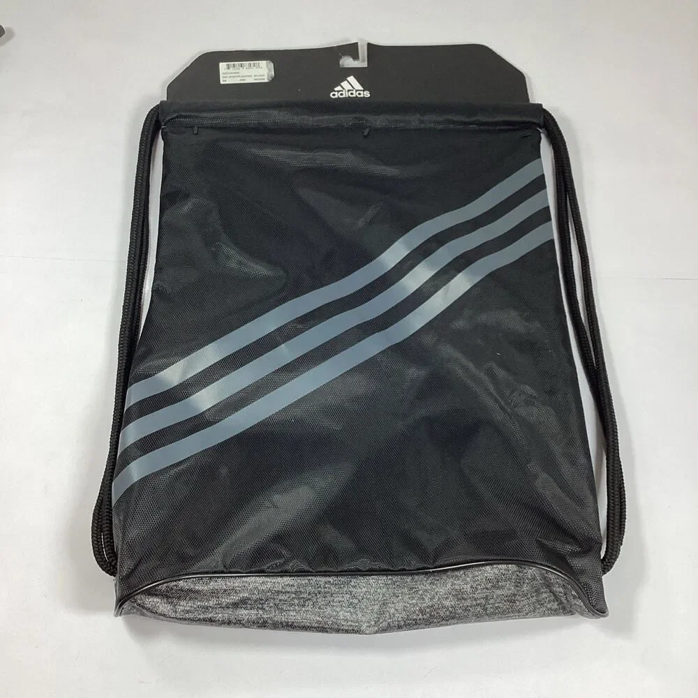 Adidas Drawstring Backpack Cinch Sack Bag Athletic Sports School Black New